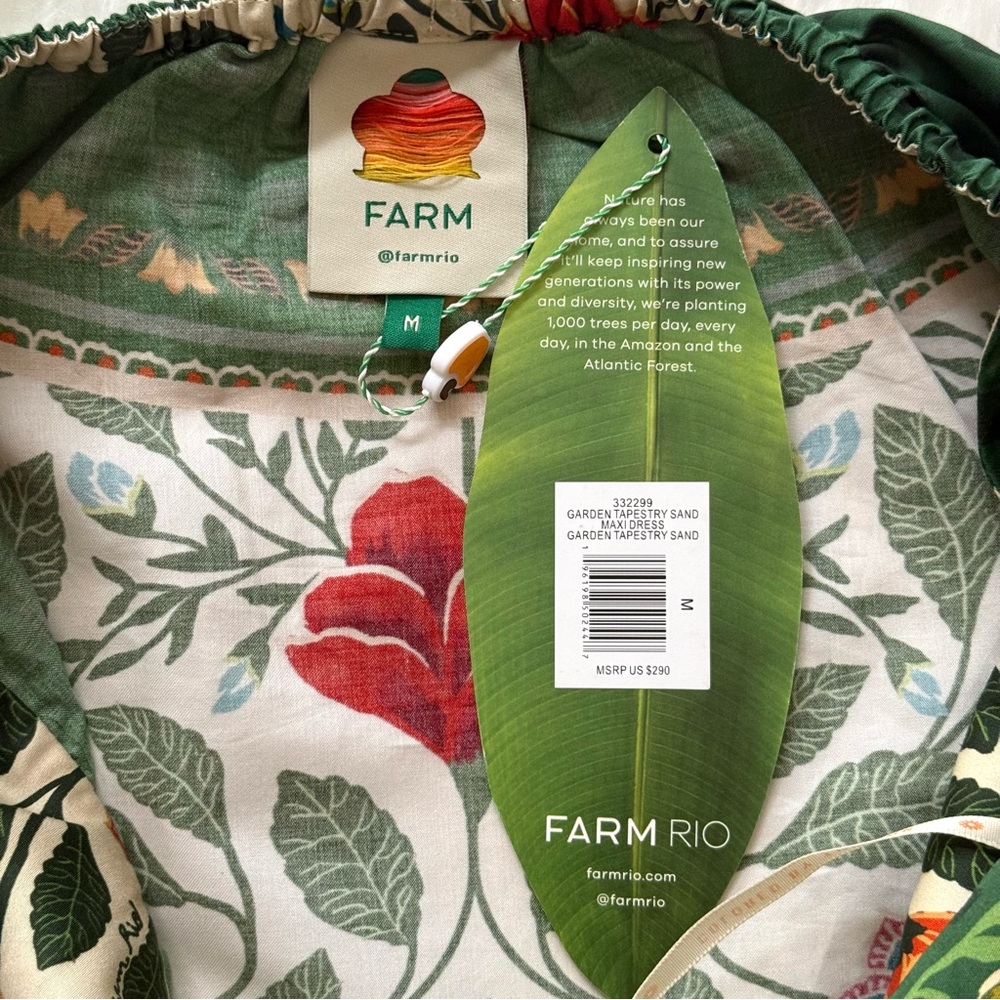 FARM Rio Floral Maxi Dress in Green, Red, Orange - RARE - Picture 11 of 16